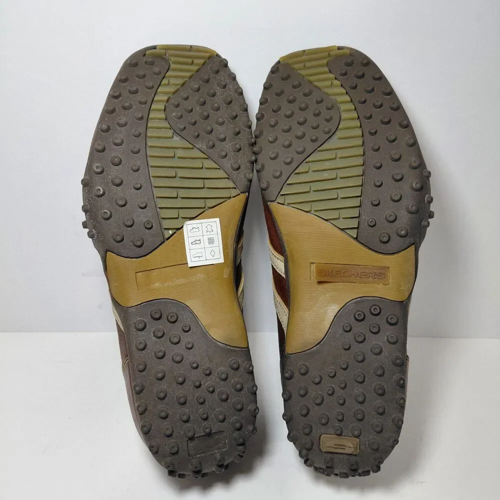 VTG Skechers Mens Diameter Casual Shoes Brown Leather Relaxed Step Size 9.5